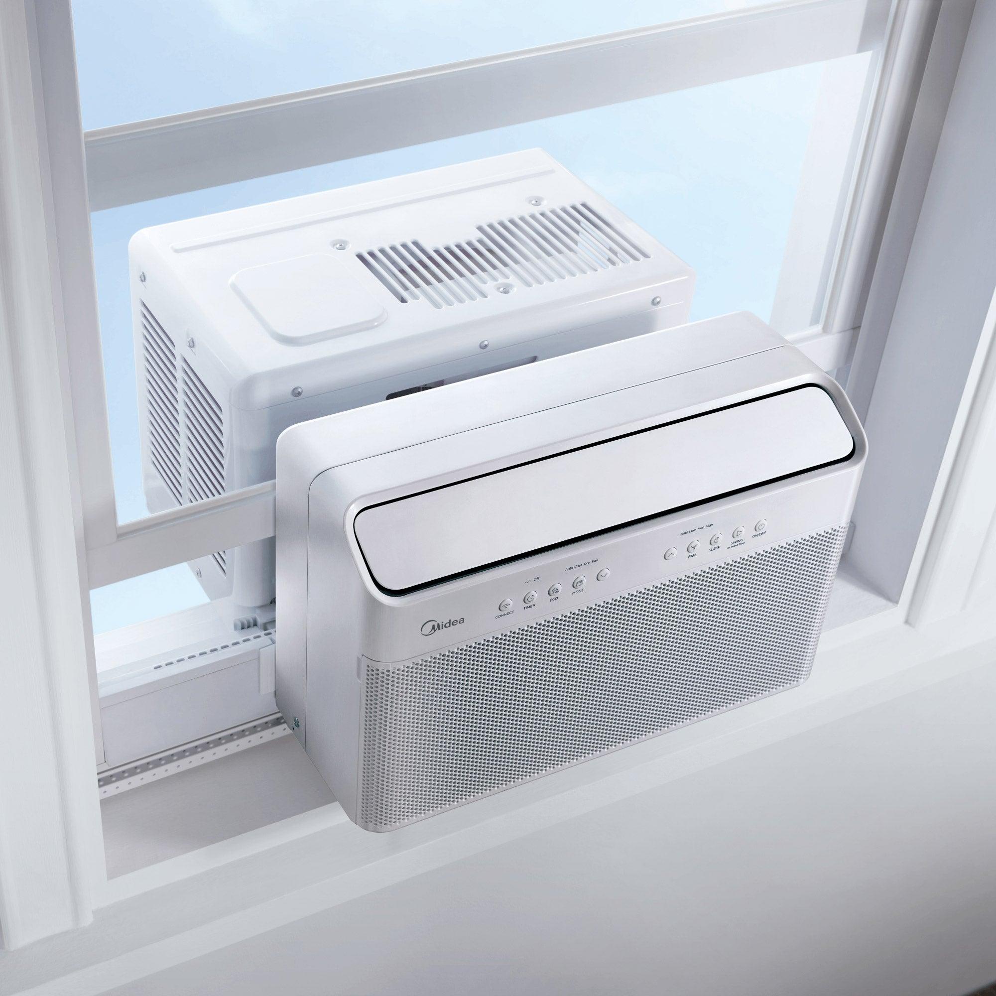 Midea 8.000 BTU U-förmige intelligente Inverter-Fensterklimaanlage – kühlt 350 m², ultra-leise mit offenem Fenster, Flexibilität – Alexa/Google Assistant kompatibel – 37% Energieeinsparung - Mobiles Klimagerät - AerCoola