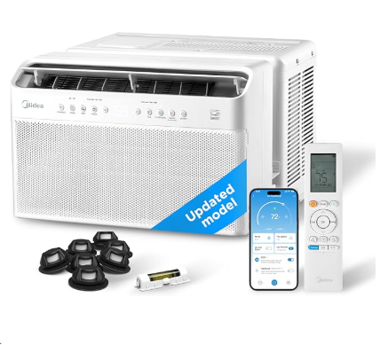 Midea 10,000 BTU U Shaped Smart Inverter Window Air Conditioner - Cools 450 Sq Ft, Ultra Quiet with Open Window Flexibility - Alexa/Google Assistant Compatible - 35% Energy Savings, Remote (Updated) - Portable Air Conditioners - AeroCoola