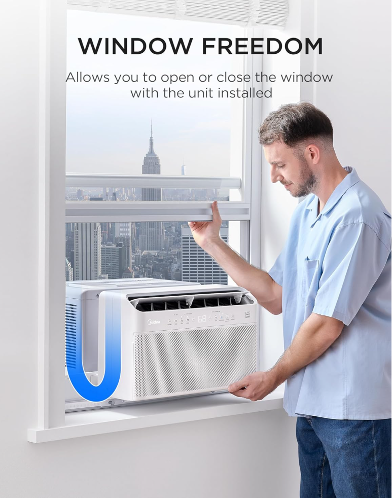 Midea 12,000 BTU U Shaped Smart Inverter Window Air Conditioner - Cools 550 Sq Ft, Ultra Quiet with Open Window Flexibility - Alexa/Google Assistant Compatible - 35% Energy Savings, Remote (Updated) - Portable Air Conditioners - AeroCoola