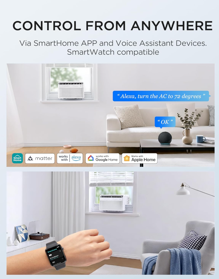 Midea 12,000 BTU U Shaped Smart Inverter Window Air Conditioner - Cools 550 Sq Ft, Ultra Quiet with Open Window Flexibility - Alexa/Google Assistant Compatible - 35% Energy Savings, Remote (Updated) - Portable Air Conditioners - AeroCoola